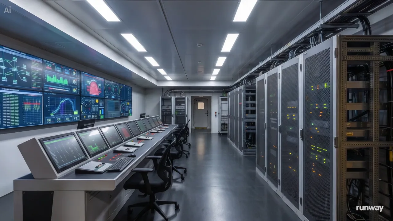 Marine control room with operational displays